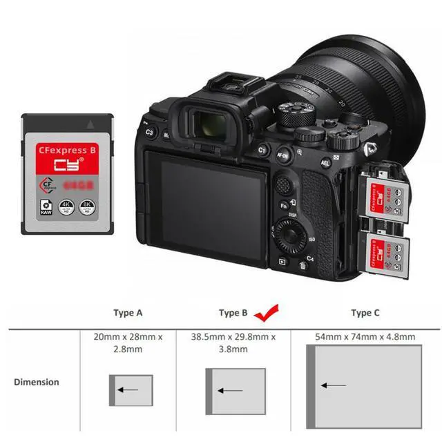 Alt view image 3 of 5 - Cablecc 10Gbps USB3.1 Type-C USB3.0 Type-A to CFE Type-B CF Express Extension Card Reader Support R5 Z6 Z7 CFB Memory Card