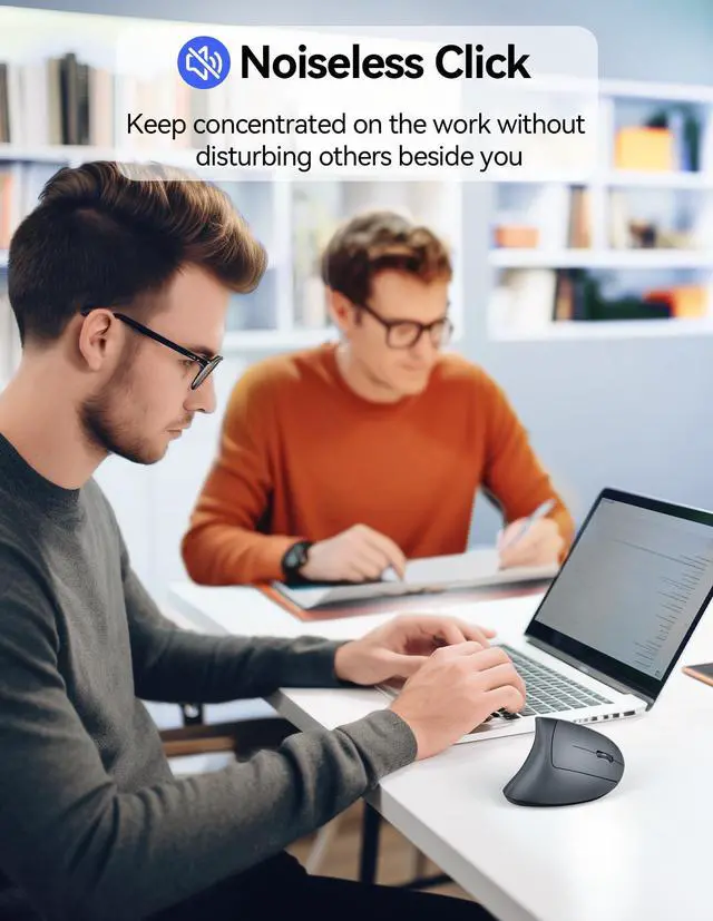 Alt view image 5 of 5 - TECKNET Ergonomic Wireless Mouse, Rechargeable Mouse Wireless Silent for Carpal Tunnel Right Hand, 2.4GHz USB Vertical Mouse Wireless for Laptop, 5 Adjustable 4800 DPI, Computer, MacBook, Desktop