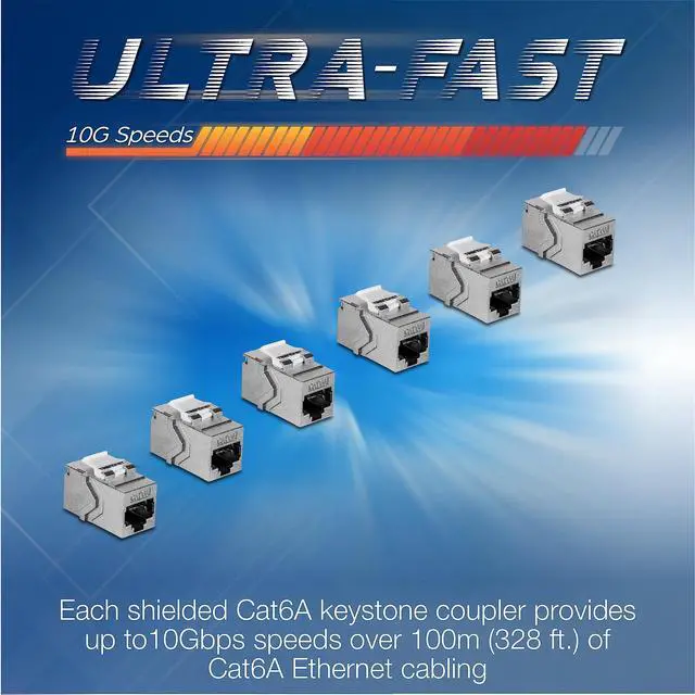 Alt view image 5 of 5 - TRENDnet Cat6A RJ45 Keystone Inline Coupler Keystone Jack, 6-Pack, TC-KC06C6A, Keystone Jack Female to Female for Wall Plates & Blank Shielded Keystone Patch Panels, Silver