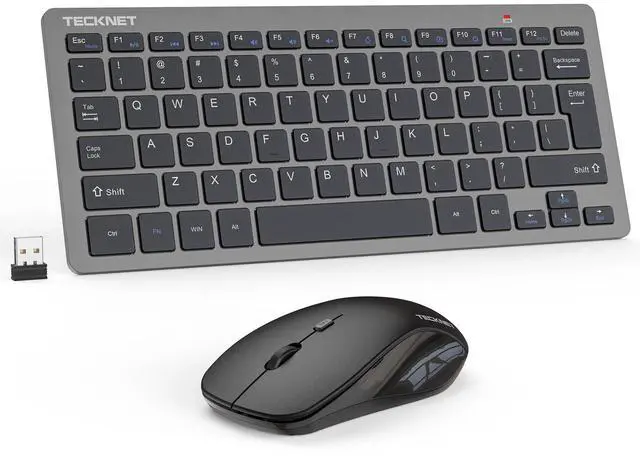 Main image of TECKNET Wireless Keyboard and Mouse Combo, Mini Cordless Computer Keyboard and Mouse Set 2.4GHz, Silent Adjustable 1600 DPI, Quiet Click, Lag-Free for Computer, Laptop, PC, Windows, Mac, Chrome OS(GS)