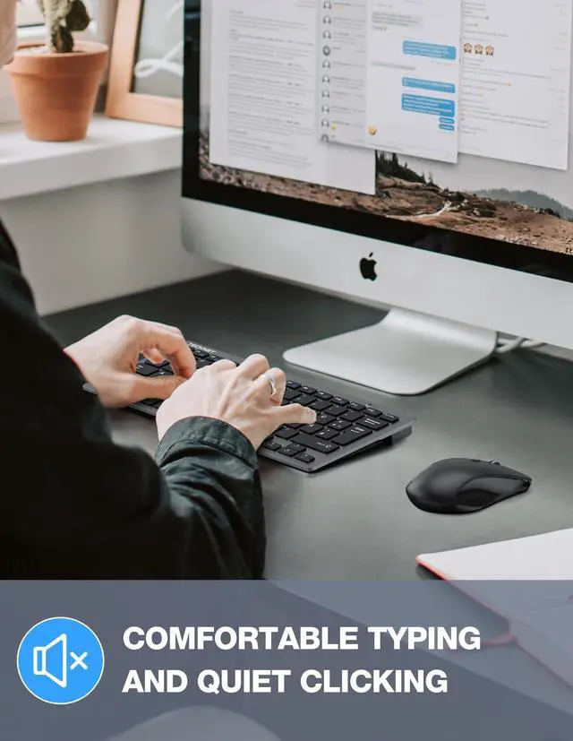 Alt view image 3 of 5 - TECKNET Wireless Keyboard and Mouse Combo, Mini Cordless Computer Keyboard and Mouse Set 2.4GHz, Silent Adjustable 1600 DPI, Quiet Click, Lag-Free for Computer, Laptop, PC, Windows, Mac, Chrome OS(GS)