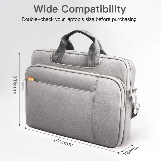Alt view image 2 of 5 - JETech 15 15.6 16 Inch Laptop Bag Case, Waterproof Slim Computer Sleeve Cover Compatible with MacBook Air/Pro 15/16, Surface Book 3/2 15, Dell Inspiron 15.6, HP Pavilion 15.6 (Light Grey)