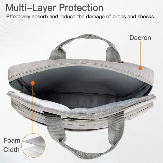 Alt view image 5 of 5 - JETech 15 15.6 16 Inch Laptop Bag Case, Waterproof Slim Computer Sleeve Cover Compatible with MacBook Air/Pro 15/16, Surface Book 3/2 15, Dell Inspiron 15.6, HP Pavilion 15.6 (Light Grey)