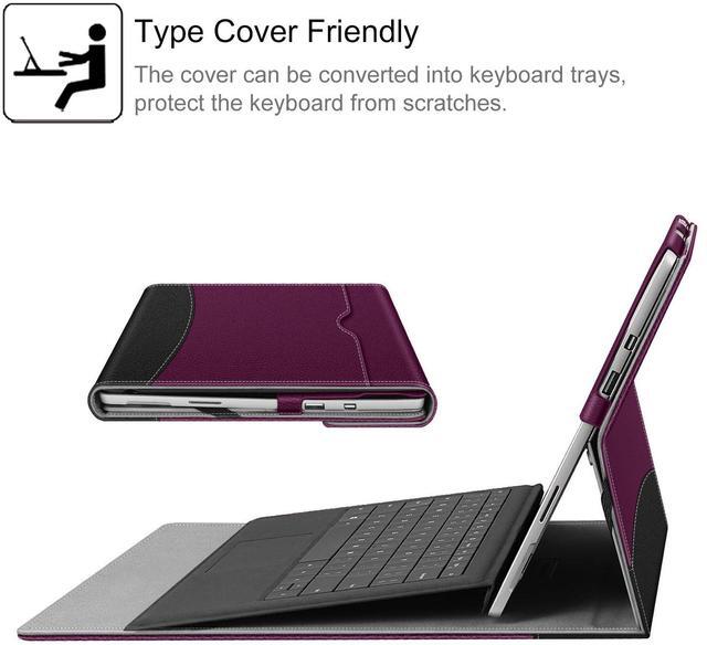 Alt view image 3 of 5 - Fintie Case for 12.3 Inch Microsoft Surface Pro 7 Plus, Surface Pro 7/6/5/4/3 - Portfolio Business Cover with Pocket, Compatible with Type Cover Keyboard, Purple