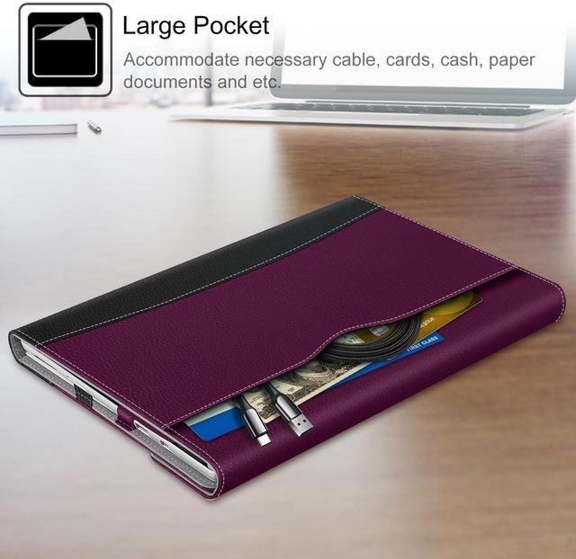 Alt view image 4 of 5 - Fintie Case for 12.3 Inch Microsoft Surface Pro 7 Plus, Surface Pro 7/6/5/4/3 - Portfolio Business Cover with Pocket, Compatible with Type Cover Keyboard, Purple