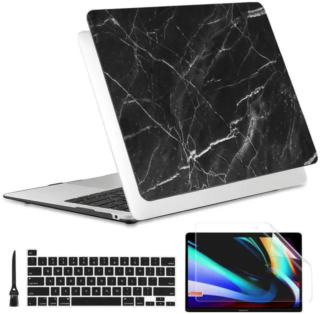 Main image of Batianda Designed Case for New MacBook Pro 13-inch M2 2022 Release Model A2338 Upgrade Hard Ultra Thin Protective Shell Anti-Dirty with Keyboard Cover & Screen Protector, Black Marble