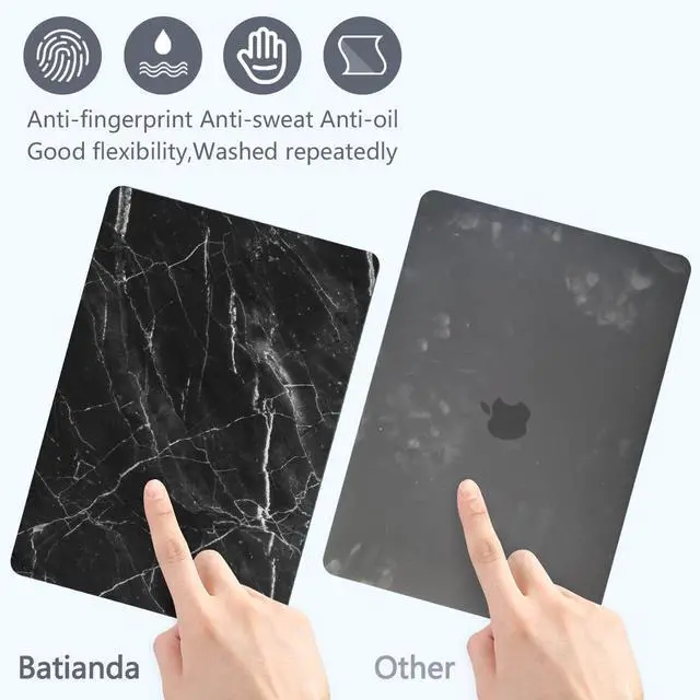 Alt view image 3 of 5 - Batianda Designed Case for New MacBook Pro 13-inch M2 2022 Release Model A2338 Upgrade Hard Ultra Thin Protective Shell Anti-Dirty with Keyboard Cover & Screen Protector, Black Marble