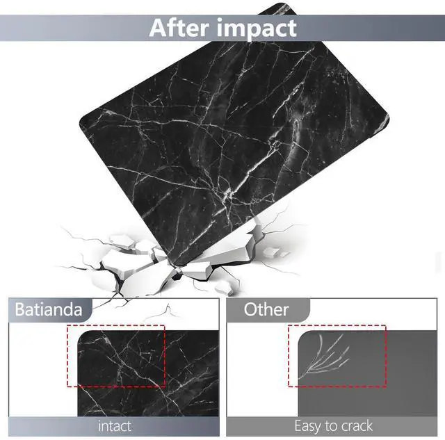 Alt view image 4 of 5 - Batianda Designed Case for New MacBook Pro 13-inch M2 2022 Release Model A2338 Upgrade Hard Ultra Thin Protective Shell Anti-Dirty with Keyboard Cover & Screen Protector, Black Marble