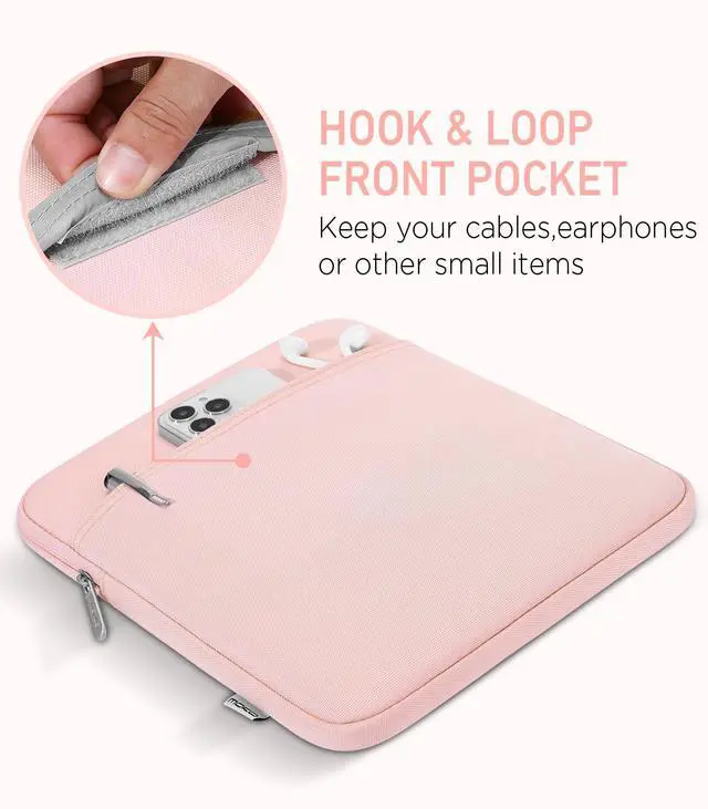Alt view image 5 of 5 - Moko Kindle Sleeve Compatible with Kindle Scribe 10.2 inch (2024 and 2022 Release), Protective Pouch Bag Case Cover with Dual Pockets and Pen Holder, Scratch-Resistant Soft Fluffy Lining, Pink
