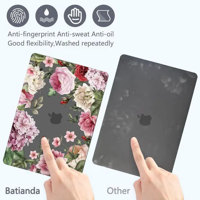 Alt view image 3 of 5 - Batianda Designed Case for New MacBook Pro 13-inch M2 2022 Release Model A2338 Upgrade Hard Ultra Thin Protective Shell Anti-Dirty with Keyboard Cover & Screen Protector, Flowers
