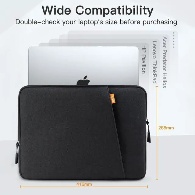 Alt view image 2 of 5 - JETech Laptop Sleeve for 16-Inch MacBook Pro (M4 / M3 / M2 / M1, 2019-2024), Waterproof Bag Case with Pocket, Compatible with 16 Inch Notebook (Black)