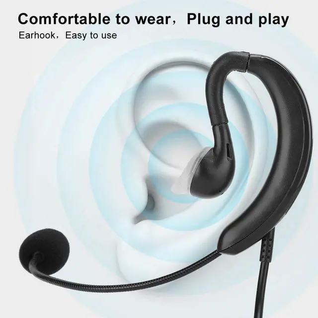 Alt view image 5 of 5 - Headset, Ear Mounted USB Laptop Earphone Ear Hook USB Computer Notebook Headset Headphone Computer Notebook Accessory Microphone Line Controls