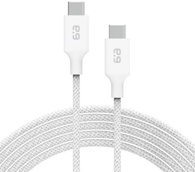 Main image of PureGear Braided USB-C to C Cable (6ft) Power Delivery Charger Cord for iPhone 16,16Plus,16ProMax, 15, MacBook, iPad Pro 2020, Galaxy S24/S23/S22/S21 Ultra, Pixel9/8/7/6/5, & More USB-C Devices(White)