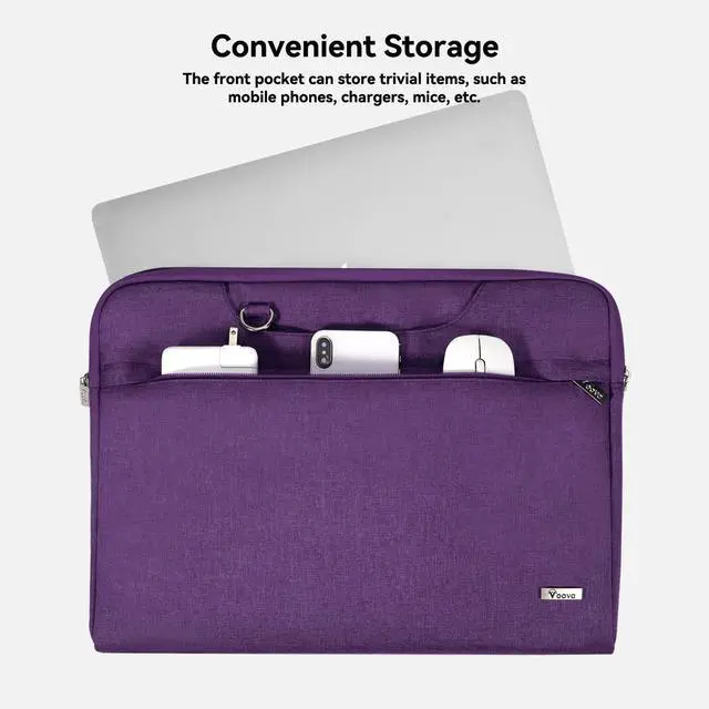 Alt view image 2 of 5 - Voova Laptop Bag 15.6 Inch for Women, Waterproof Computer Sleeve Carrying Case with Shoulder Straps & Handle Compatible with Macbook Air 15, MacBook Pro 15/16, 15-16 Inch Hp Dell Lenovo Asus, Purple