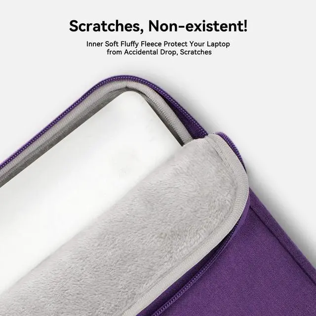 Alt view image 3 of 5 - Voova Laptop Bag 15.6 Inch for Women, Waterproof Computer Sleeve Carrying Case with Shoulder Straps & Handle Compatible with Macbook Air 15, MacBook Pro 15/16, 15-16 Inch Hp Dell Lenovo Asus, Purple