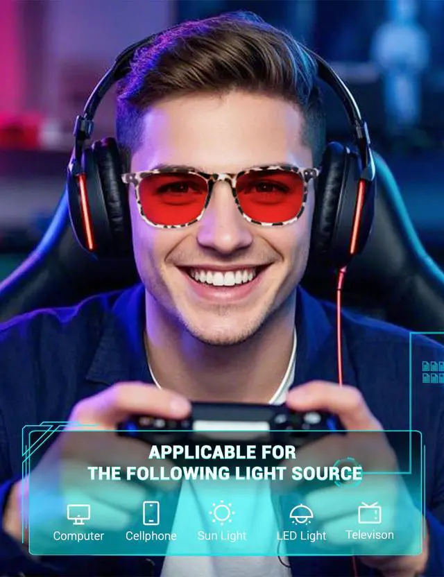 Alt view image 2 of 5 - TIJN Sleep Glasses for 99.9% Blue Green Light Blocking Dual AR Coatings Red Lens for Computer Gaming Reduce Eyestrain