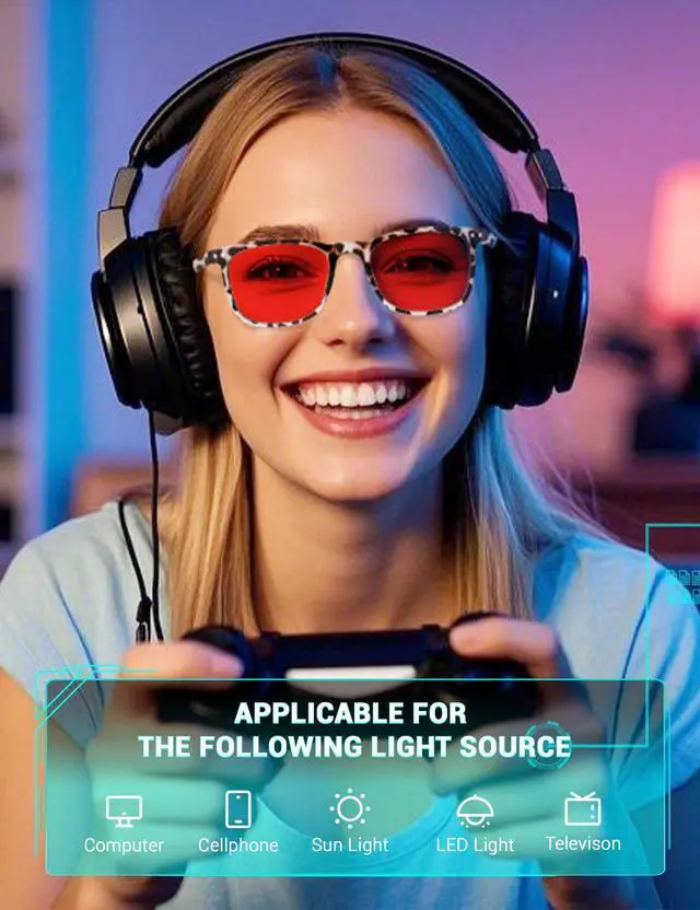 Alt view image 3 of 5 - TIJN Sleep Glasses for 99.9% Blue Green Light Blocking Dual AR Coatings Red Lens for Computer Gaming Reduce Eyestrain