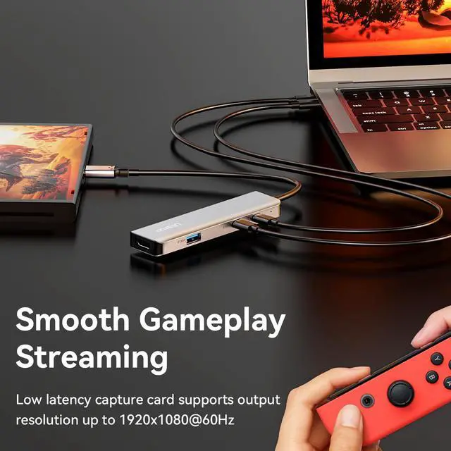 Alt view image 3 of 5 - HDMI Audio Video Capture Card, 1080P Cam Link Game Audio Adapter DP to HDMI USB 3.0 Record Device for Streaming, Live Broadcasting, Video Conference, Teaching, Gaming