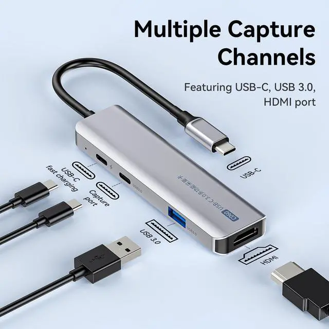 Alt view image 4 of 5 - HDMI Audio Video Capture Card, 1080P Cam Link Game Audio Adapter DP to HDMI USB 3.0 Record Device for Streaming, Live Broadcasting, Video Conference, Teaching, Gaming