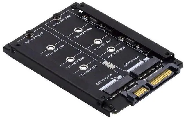 Main image of cablecc Dual NGFF B+M Key M.2 SSD Card JOBD Raid0 Span Bridge to 2.5inch SATA Combo HDD Disk Drive Enclosure