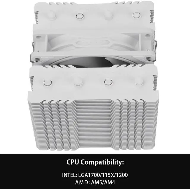 Alt view image 3 of 5 - Thermalright Peerless Assassin 90 SE White CPU Cooler, 4 Heat Pipes CPU Air Cooler, Dual Towers and PWM Fan, with 2200RPM Speed CPU Cooling,for Intel LGA 1700|1851|1150|1151|1200;AMD:AM4|AM5