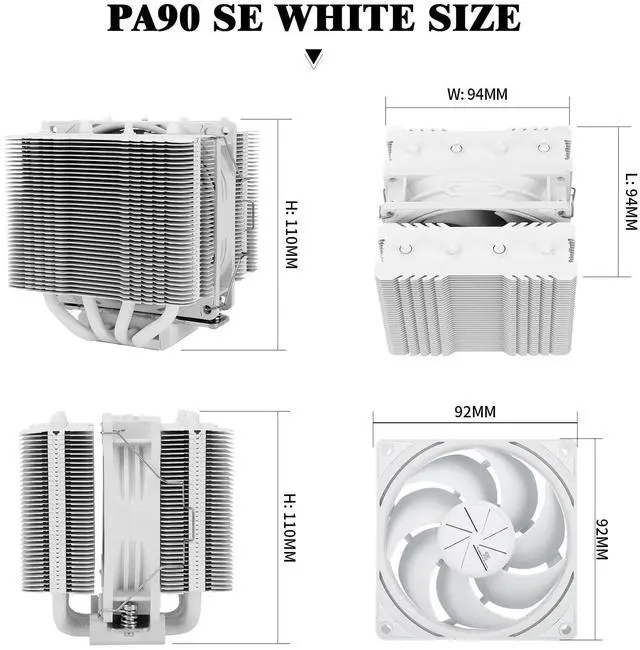 Alt view image 5 of 5 - Thermalright Peerless Assassin 90 SE White CPU Cooler, 4 Heat Pipes CPU Air Cooler, Dual Towers and PWM Fan, with 2200RPM Speed CPU Cooling,for Intel LGA 1700|1851|1150|1151|1200;AMD:AM4|AM5