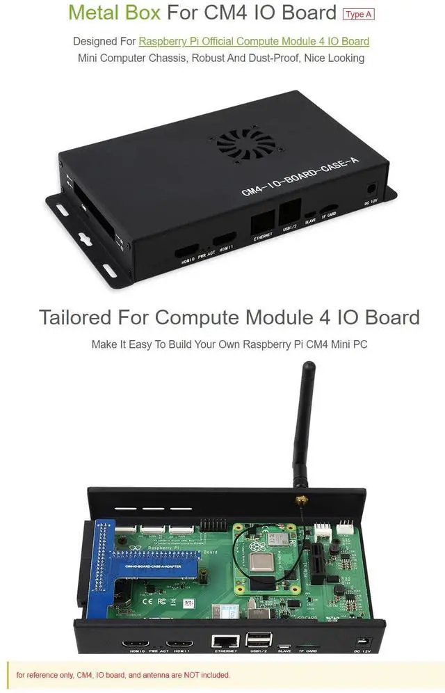 Alt view image 3 of 5 - Waveshare Metal Box (A) Designed for Official Raspberry Pi Compute Module 4 IO Board Comes with Cooling Fan Mini Computer Chassis Robust and Dust-Proof Nice Looking