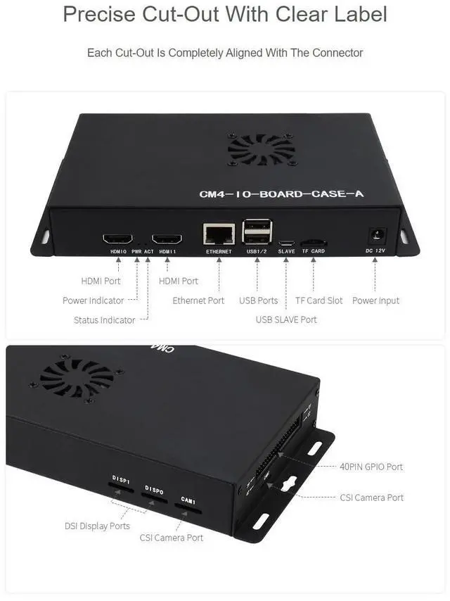 Alt view image 5 of 5 - Waveshare Metal Box (A) Designed for Official Raspberry Pi Compute Module 4 IO Board Comes with Cooling Fan Mini Computer Chassis Robust and Dust-Proof Nice Looking