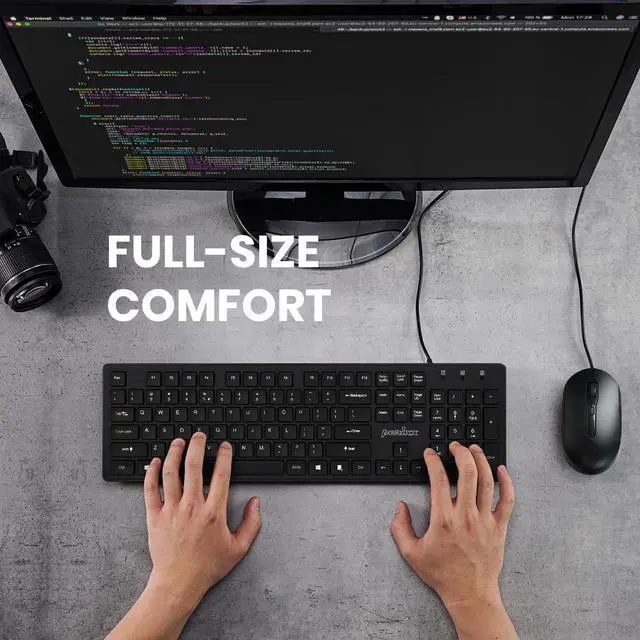Alt view image 2 of 5 - Perixx PERIDUO-117P, Wired Standard PS2 Keyboard and Mouse Combo - Full-Size Layout - Bundle with 3 Button Optical PS2 Mouse - 5.9 ft Cable - Black
