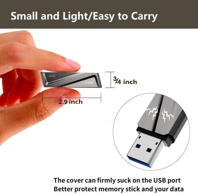 Alt view image 3 of 5 - SSK 128GB USB Flash Drive 550MB/s USB 3.2 Gen2 USB Thumb Drive Fast Transfer Speed Externel Solid State Drive +USB C Adapter USB C Memory Stick for Type C Smartphone,MacBook/Pro/Air Laptop and More