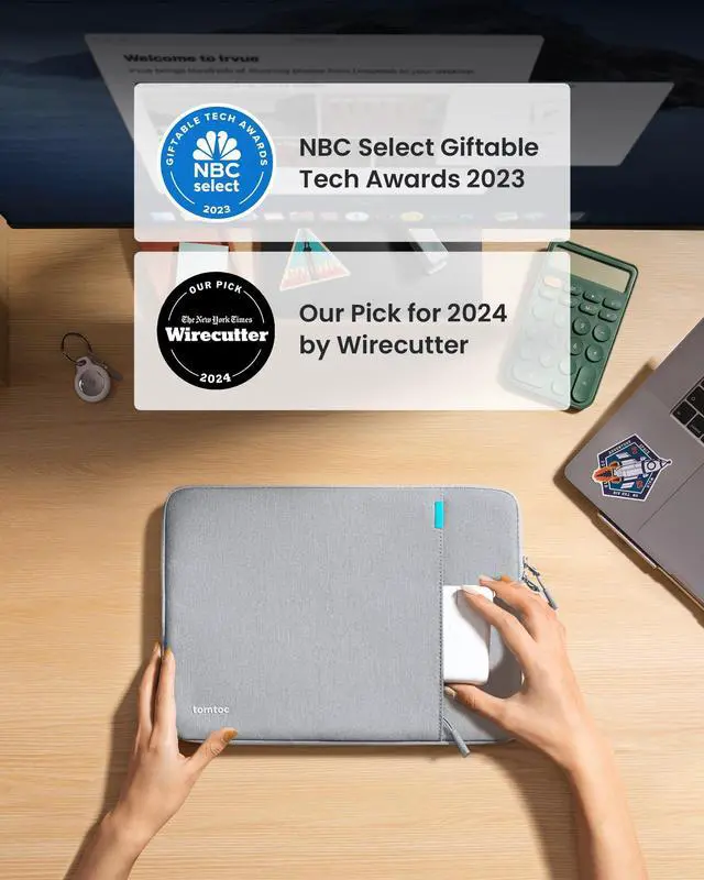 Alt view image 2 of 5 - tomtoc 360° Protective Laptop Sleeve for 13-inch New MacBook Air M4/A3240 2025, M3/A3113, M2/A2681 M1/A2337 A2179 A1932, 13-inch MacBook Pro M2/A2686 M1/A2338, Water-Resistant Computer Case Bag