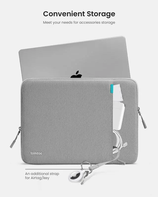 Alt view image 5 of 5 - tomtoc 360° Protective Laptop Sleeve for 13-inch New MacBook Air M4/A3240 2025, M3/A3113, M2/A2681 M1/A2337 A2179 A1932, 13-inch MacBook Pro M2/A2686 M1/A2338, Water-Resistant Computer Case Bag