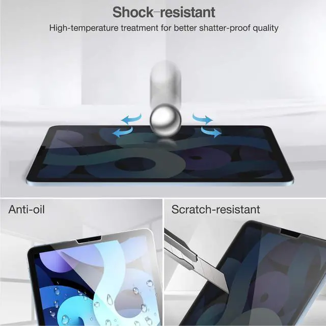 Alt view image 4 of 5 - ProCase 2 Pack New iPad Air 4 Screen Protector 10.9 2020/ iPad Pro 11 2021 2020 2018 Bundle with iPad Air 4 10.9 Inch 2020 / iPad Pro 11 2020 Privacy Screen Protector