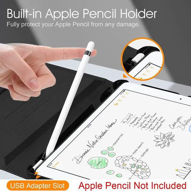 Alt view image 4 of 5 - Fintie Rotating Case for iPad 9th / 8th / 7th Generation (2021/2020 / 2019) 10.2 inch Bundle with Fintie Soft Neoprene Zipper Carrying Case for Apple Pencil (1st and 2nd Generation)