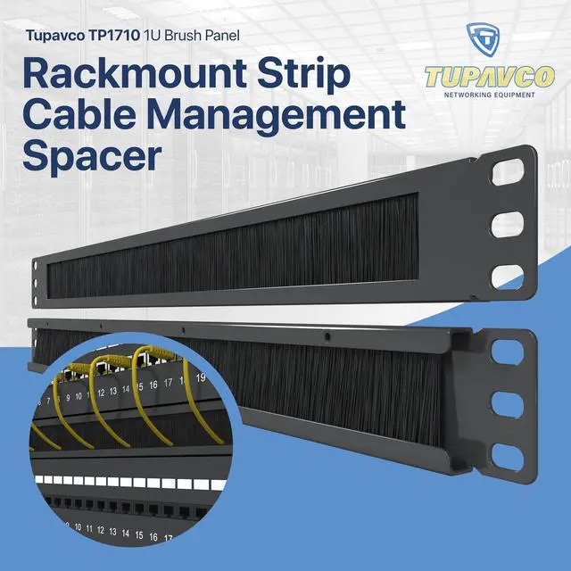 Alt view image 2 of 5 - 1U Brush Panel (2 Pack) 19 inch Rackmount Strip Cable Management Spacer for Network Server Rack Cabinet Enclosure - High Density Filler (Increased Airflow - Decreased Dust Accumulation) Tupavco TP1710