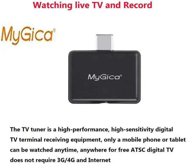 Alt view image 2 of 5 - USB Type-C TV Tuner Card, Watching Record Digital Live TV Anywhere, Freeview HD TV Receiver, Recast Wireless HDTV Stick Tuner Adapter, USB TV Antenna for Android Phone Tablet, No Internet Need