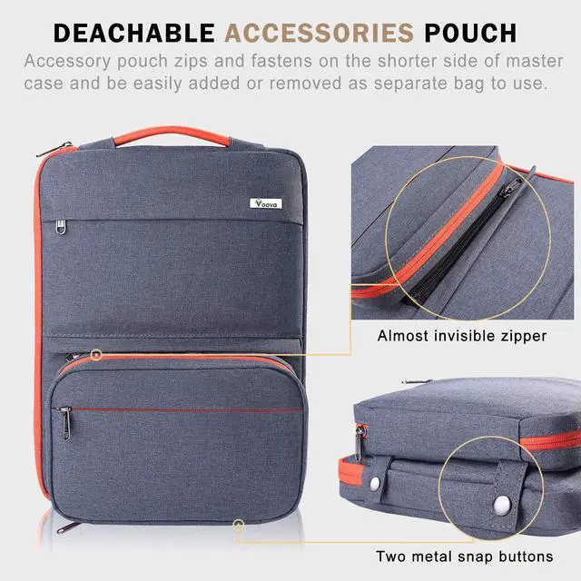 Alt view image 2 of 5 - Voova Laptop Sleeve Case 13 14 Inch Compatible with MacBook Air 13 M2/M3/M4, MacBook Pro 13/14,13.5Surface Laptop 4/5,Chromebook 14,2 in 1 Waterproof Computer Bag with Detachable Accessory Pouch