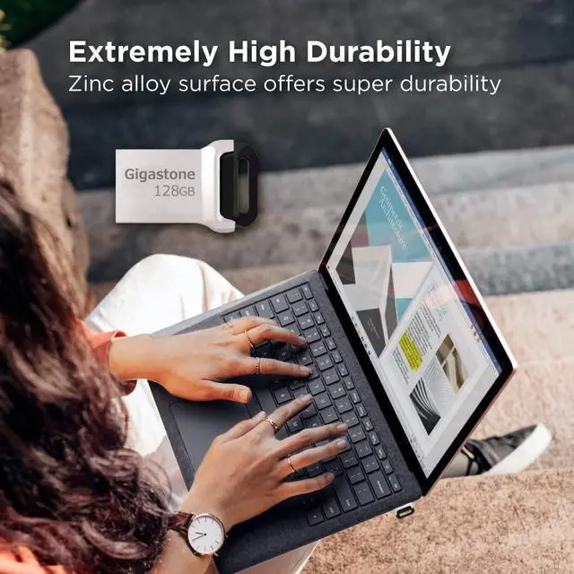 Alt view image 3 of 5 - GIGASTONE Z90 128GB 2-Pack USB 3.2 Gen1 Flash Drive, Mini Fit Metal Waterproof Compact Pen Drive, Reliable Performance Thumb Drive, USB 2.0/3.0/3.1 Interface Compatible