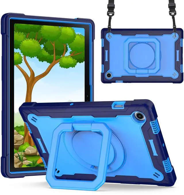 Main image of Dteck for Samsung Galaxy Tab A8 (SM-X200/X205) Tablet Case 10.5" 2022 Release, Shockproof Sturdy Rugged Case for Kids with Rotate Handle and Kickstand, Protective Cute Cover with Shoulder Strap, Blue