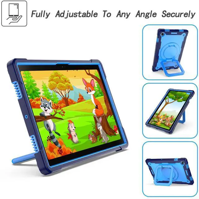 Alt view image 2 of 5 - Dteck for Samsung Galaxy Tab A8 (SM-X200/X205) Tablet Case 10.5" 2022 Release, Shockproof Sturdy Rugged Case for Kids with Rotate Handle and Kickstand, Protective Cute Cover with Shoulder Strap, Blue