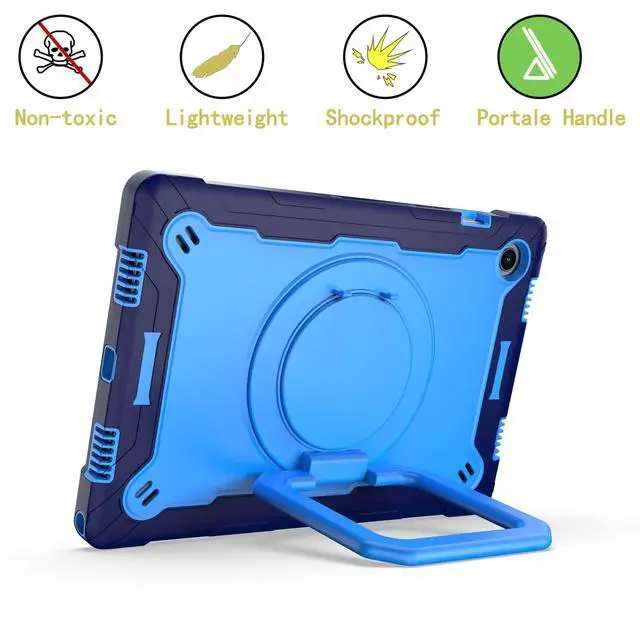 Alt view image 5 of 5 - Dteck for Samsung Galaxy Tab A8 (SM-X200/X205) Tablet Case 10.5" 2022 Release, Shockproof Sturdy Rugged Case for Kids with Rotate Handle and Kickstand, Protective Cute Cover with Shoulder Strap, Blue