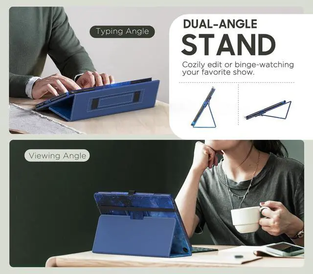 Alt view image 4 of 5 - MoKo Case Fits All-New  Kindle Fire HD 10 & 10 Plus Tablet (13th/11th Generation, 2023/2021 Release) 10.1" - Slim Folding Stand Cover with Auto Wake/Sleep, Blue Sky Star