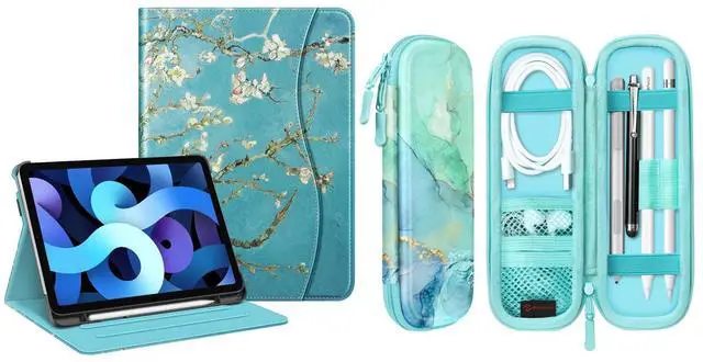 Main image of Fintie Multi-Angle Viewing Case for iPad Air 11-inch M3 (2025) / M2 (2024), iPad Air 5th (2022) / 4th G Bundle with Fintie PU Leather Protective Carrying Case for Apple Pencil (1st and 2nd Generation)