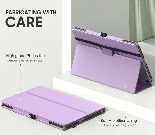 Alt view image 3 of 5 - MoKo Case Fits All-New Amazon Kindle Fire HD 10 & 10 Plus Tablet (13th/11th Generation, 2023/2021 Release) 10.1" - Slim Folding Stand Cover with Auto Wake/Sleep, Taro Purple