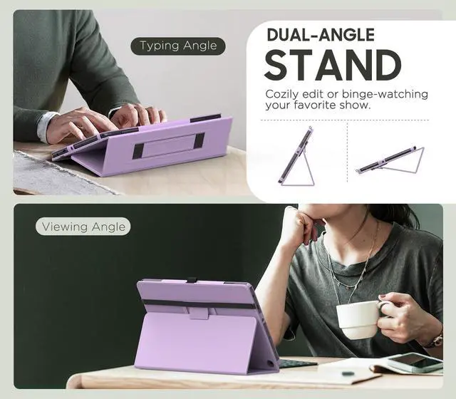 Alt view image 4 of 5 - MoKo Case Fits All-New Amazon Kindle Fire HD 10 & 10 Plus Tablet (13th/11th Generation, 2023/2021 Release) 10.1" - Slim Folding Stand Cover with Auto Wake/Sleep, Taro Purple