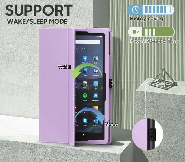 Alt view image 5 of 5 - MoKo Case Fits All-New Amazon Kindle Fire HD 10 & 10 Plus Tablet (13th/11th Generation, 2023/2021 Release) 10.1" - Slim Folding Stand Cover with Auto Wake/Sleep, Taro Purple