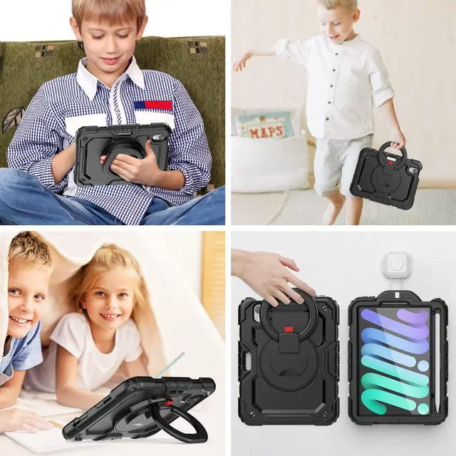 Alt view image 4 of 5 - timecity for iPad Mini 7th/ 6th Generation Case 8.3 Inch 2024/2021, for iPad Mini 7/6 Case: Heavy Duty Protection but Not Bulky - Black