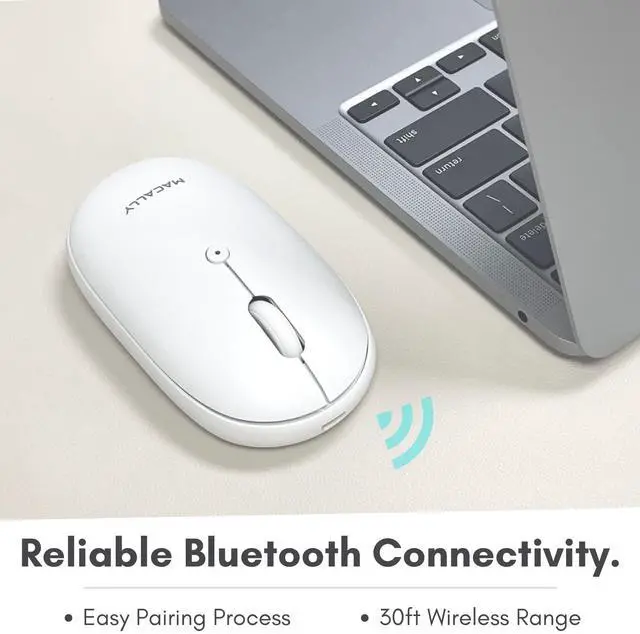 Alt view image 2 of 5 - Macally Wireless Bluetooth Mouse - Strong Connection - Quiet, Comfortable, Rechargeable Mouse for MacBook Air/Pro, Mac, iMac, Apple iPad - Wireless Mouse for Laptop, Windows PC Desktop
