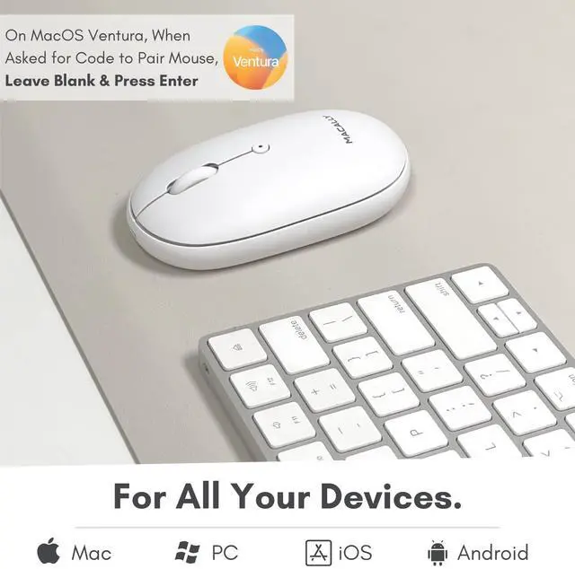 Alt view image 3 of 5 - Macally Wireless Bluetooth Mouse - Strong Connection - Quiet, Comfortable, Rechargeable Mouse for MacBook Air/Pro, Mac, iMac, Apple iPad - Wireless Mouse for Laptop, Windows PC Desktop
