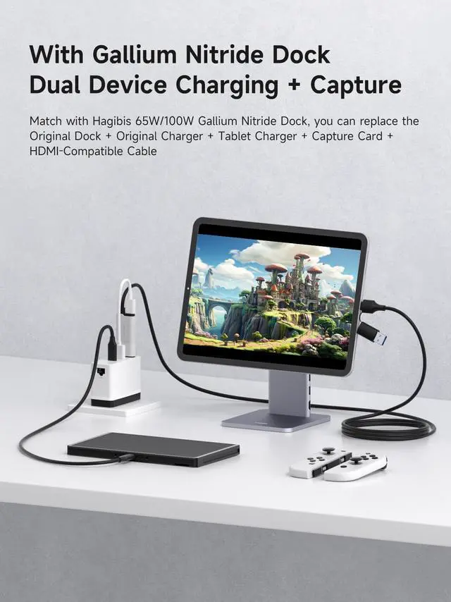 Alt view image 3 of 5 - Hagibis USB3.0 Video Capture Card with 100W PD, HDMI to USB A/USB C Capture Cable 1080P@60fps YUY2 MJPEG MS2130 for Quest 3 2 Pro VR Switch2 PS4/5 Live Broadcast, Gaming, Streaming, Recorder